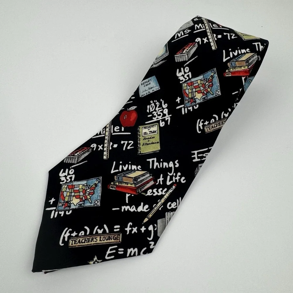 VTG Nicole Miller Studio Teacher Novelty Tie Math Science Blackboard 1996